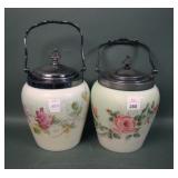 Two Victorian Decorated Biscuit Jars