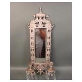 Antique Spelter Double Candle Mirror Wall Sconce