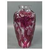 Consolidated Ruby Stain/ Crystal Jonquil Vase