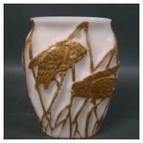 Consolidated Milk Glass /Gold Owl Vase
