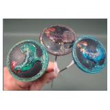 Three Rooster Carnival Glass Hatpins