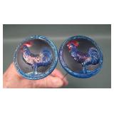Two Blue/ Black Rooster Hatpins