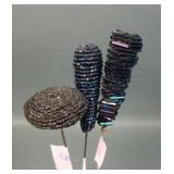 Three Purple Czech Glass Beaded Hatpins