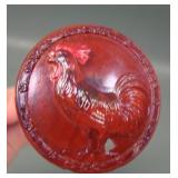 Red Carnival Glass Rooster Hatpin