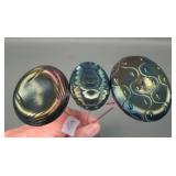 Three Carnival Glass Hatpins