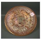 Fenton Marigold Two Flowers 9 1/4" Footed Plate