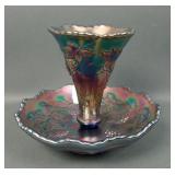 Fenton Blue Vintage Grape Single Lily Epergne