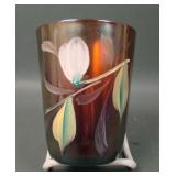 Fenton Amethyst Enameled Phlox Tumbler