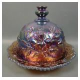Imperial IG Amber Luster Rose Covered Butter Dish