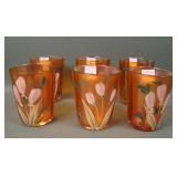 6 Fenton Marigold Freesia Enameled Tumblers