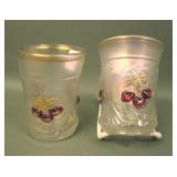 Two Dugan White /Stain Cherry Wreath Tumblers