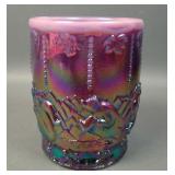 Fenton Plum Opal ICGA Frolickng Bears Tumbler Vase