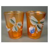 Two Fenton Marigold Enameled Periwinkle Tumblers
