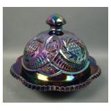 LE Smith Purple Hobstar Covered Butter Dish