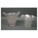 Two Dugan White Carnival Glass Items
