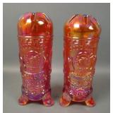 2 Fenton 1977 HOACGA Red Good Luck Hatpin Holders