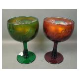 Two Fenton Iris Buttermilk Goblets
