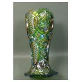 L.E. Smith Green Ohio Star Carnival Glass Vase