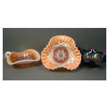 Three Dugan Carnival Glass Items