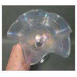 Fenton White Peacock @ Urn Ruffled Compote