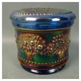 Fenton Blue Orange Tree Covered Powder Jar