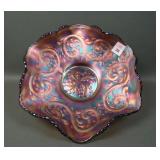 Fenton Amethyst Feathered Serpent Ruffled Bowl