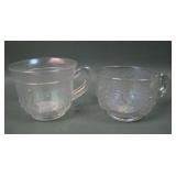 Two White Carnival Glass Punch Cups