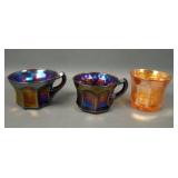Three Imperial Carnival Glass Punch Cups