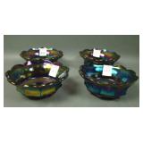 Four Imperial Elec Purple Flute Berry Bowls