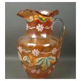 Fenton Marigold Enameled Daisy Band Water Pitcher