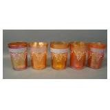 5 Fenton Marigold Silver Queen Banded Tumblers