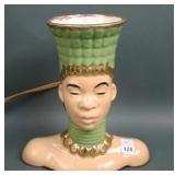 Ceramic Mid Century Modern Nubian African TV Lamp