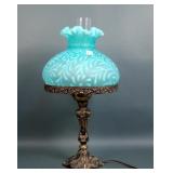 Fenton Persian Blue Satin Daisy and Fern Student