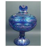 Fenton Iridised Cobalt Blue Bicentennial Compote