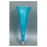 Diamond Blue Ruffled Car Vase W/Silver Base