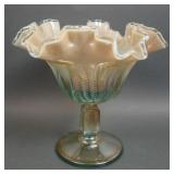 Fenton/ Levay Aqua Opal Cactus Ruffled Compote