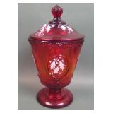 Fenton Ruby Covered Candy With Decoration