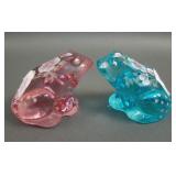 Two Fenton Floral Decorated Frogs