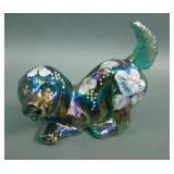Fenton Sruce Green Iridised Decorated Dog