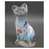 Fenton/ Lenox Clear Opal Decorated Cat Figure