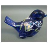 Fenton Decorated Cobalt Blue Bird Figure