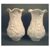 Two Imperial IG Milk Glass Poppy Show Vases