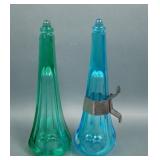 Two Crystal Cupped Car Vases