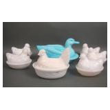 Lot of 7 Vintage Covered Hens on Nest