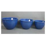 Three Vintage  Cobalt Blue Fiestaware Mixing Bowls