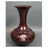 Peters & Reed Brown Glaze Portrait Embossed Vase
