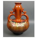 Peters and Reed Brown Glaze Handled Vase