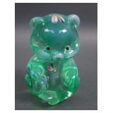 Fenton Green Opal Decorated Sitting Bear