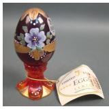 Fenton Red Amberina Decorated Egg