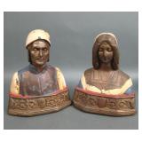 Antique Bronze Clad "Dante & Beatrice" Bookends